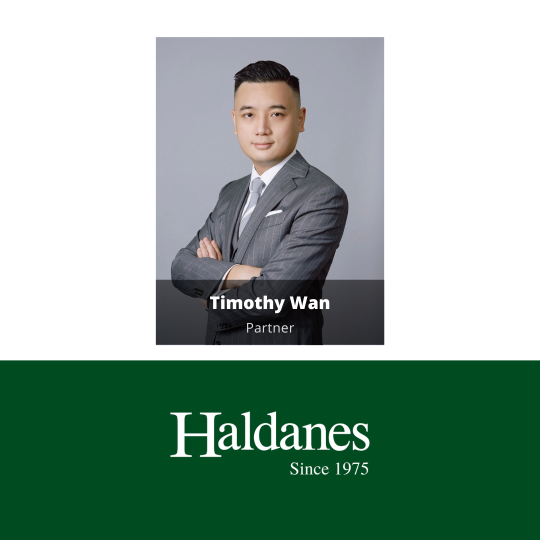 Haldanes promotes Timothy Wan, specialist in criminal defence, from Senior Associate to Partner