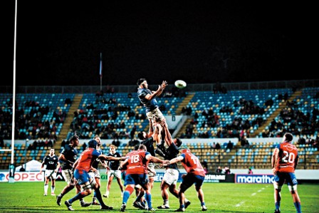 Hong Kong vs Chile rugby match lineout